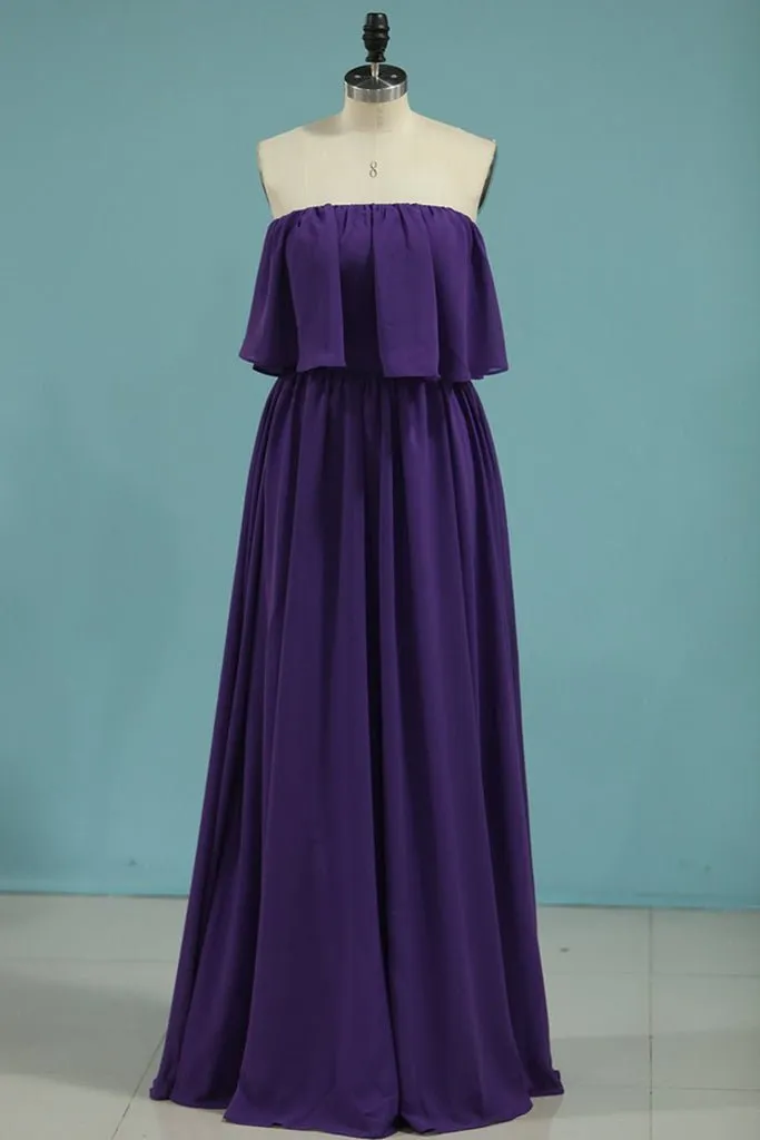 A Line Long Chiffon Off the Shoulder Mix And Match Bridesmaid Dresses