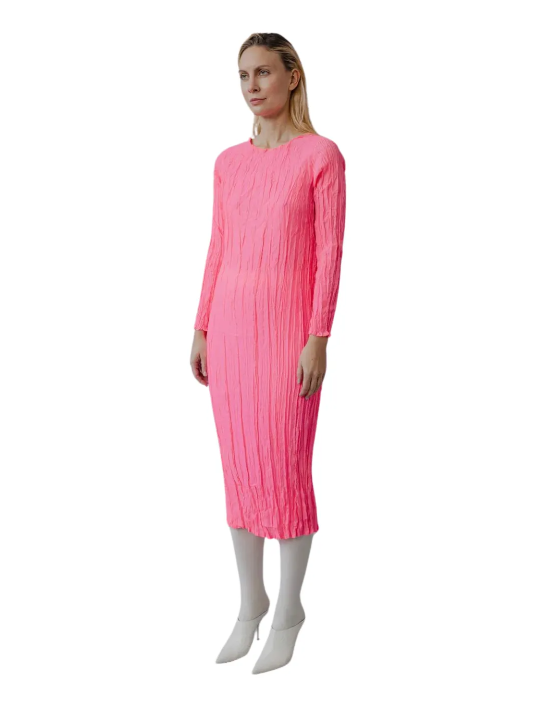 Anaak Palma Pleated Dress Fluoro Pink