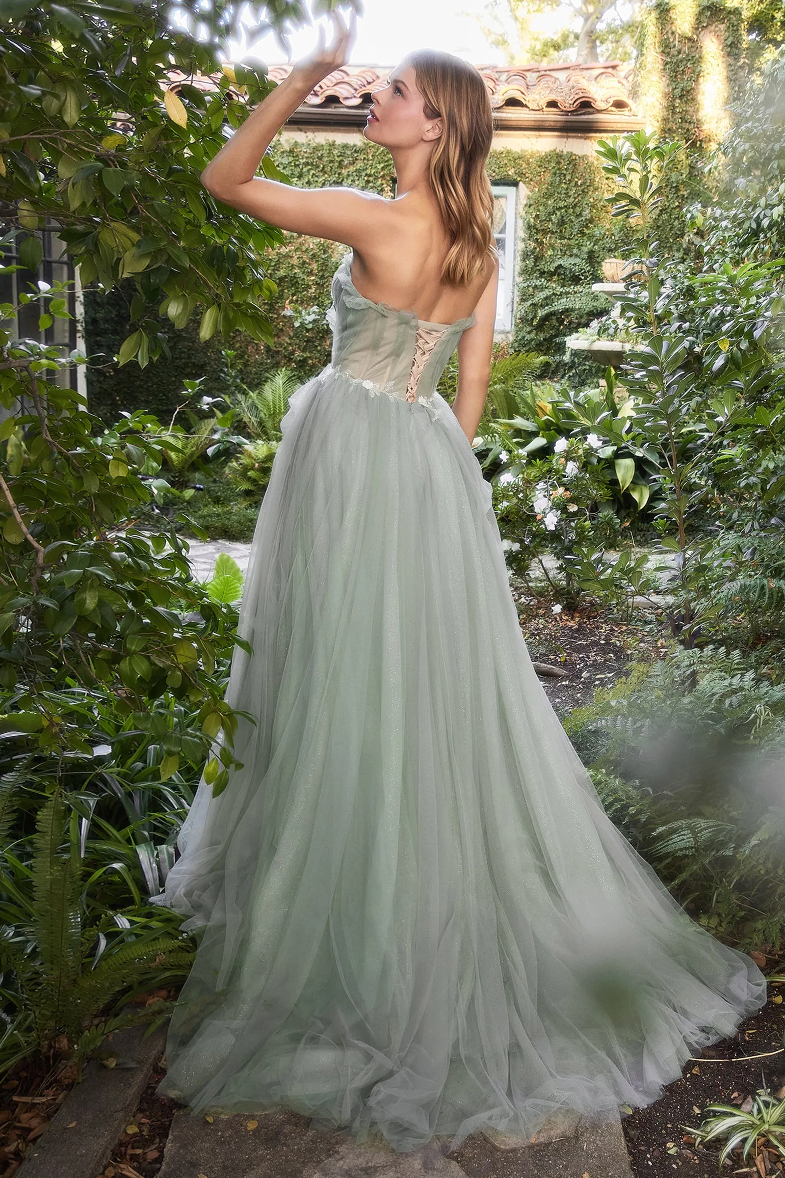 ANDREA & LEO A1015 Pleated Strapless Tulle A Line Dress