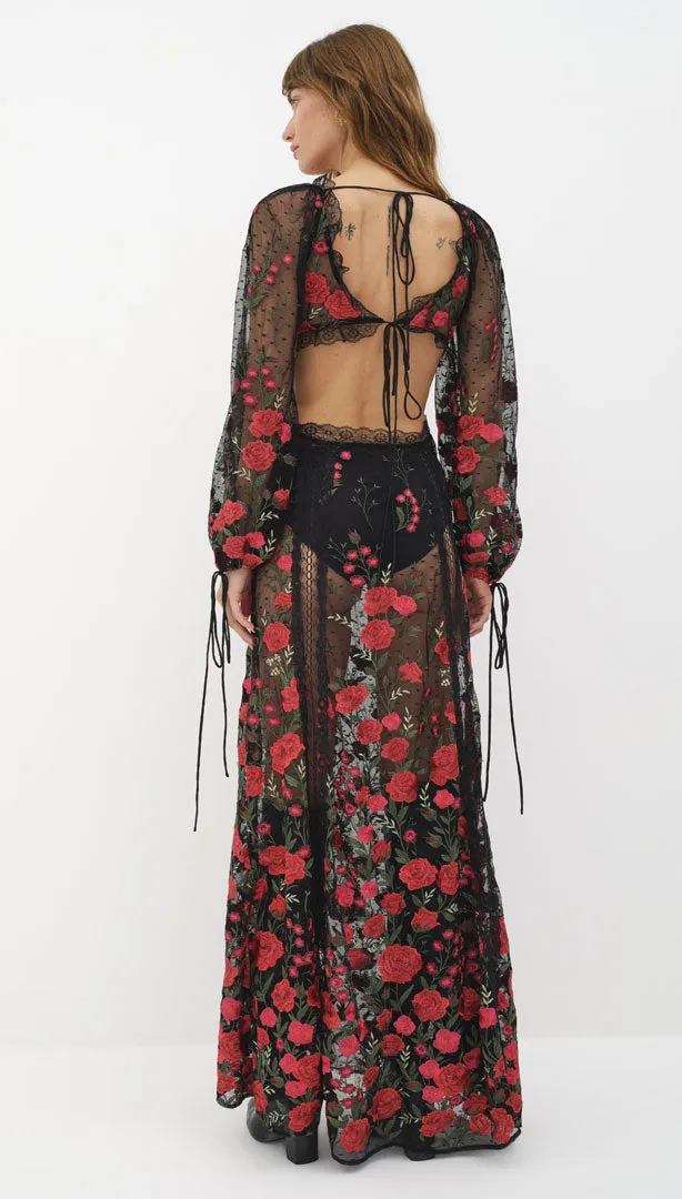 Araceli Dark Romantic Sheer Maxi Dress | For love and Lemons