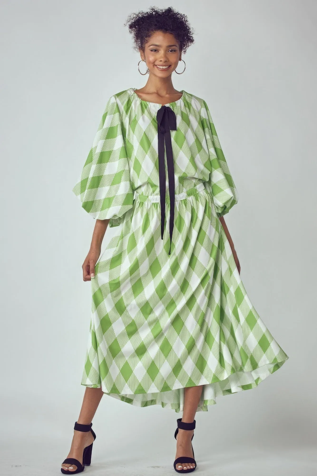 Balloon Sleeves Oversized Pocketed Dress