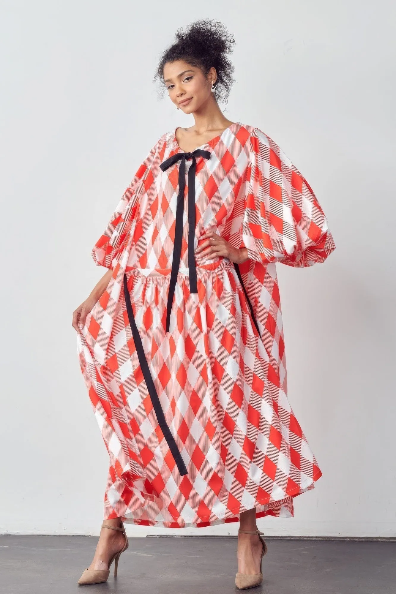 Balloon Sleeves Oversized Pocketed Dress