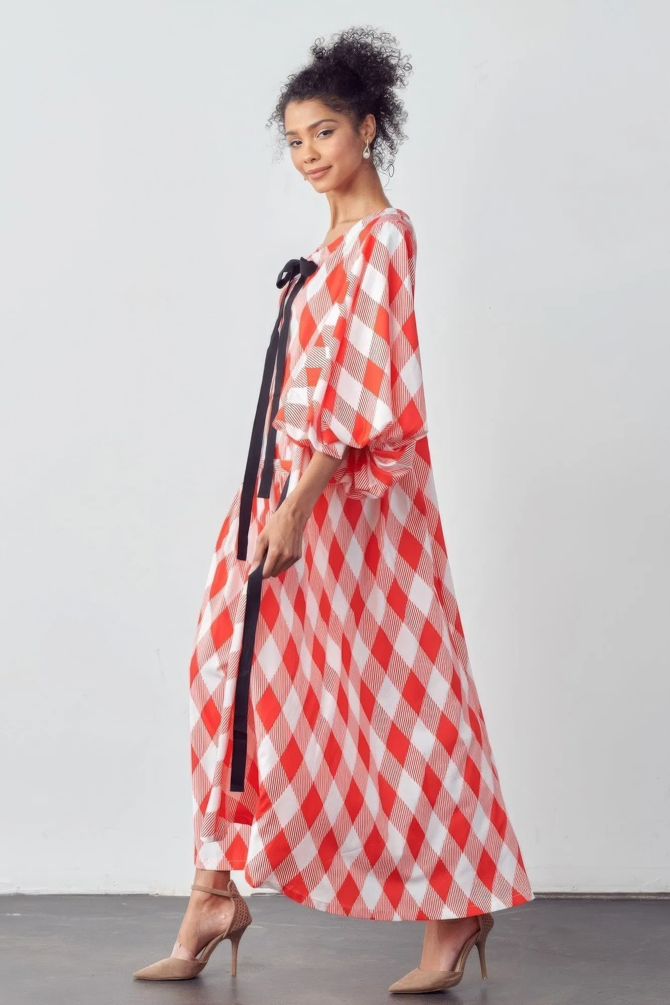 Balloon Sleeves Oversized Pocketed Dress