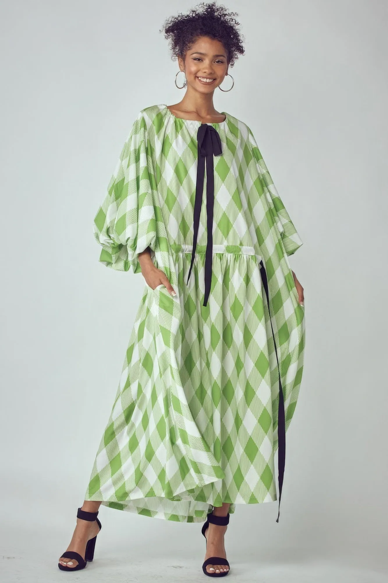 Balloon Sleeves Oversized Pocketed Dress