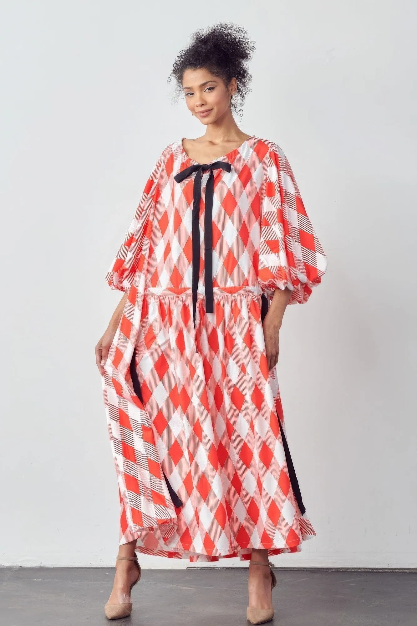 Balloon Sleeves Oversized Pocketed Dress