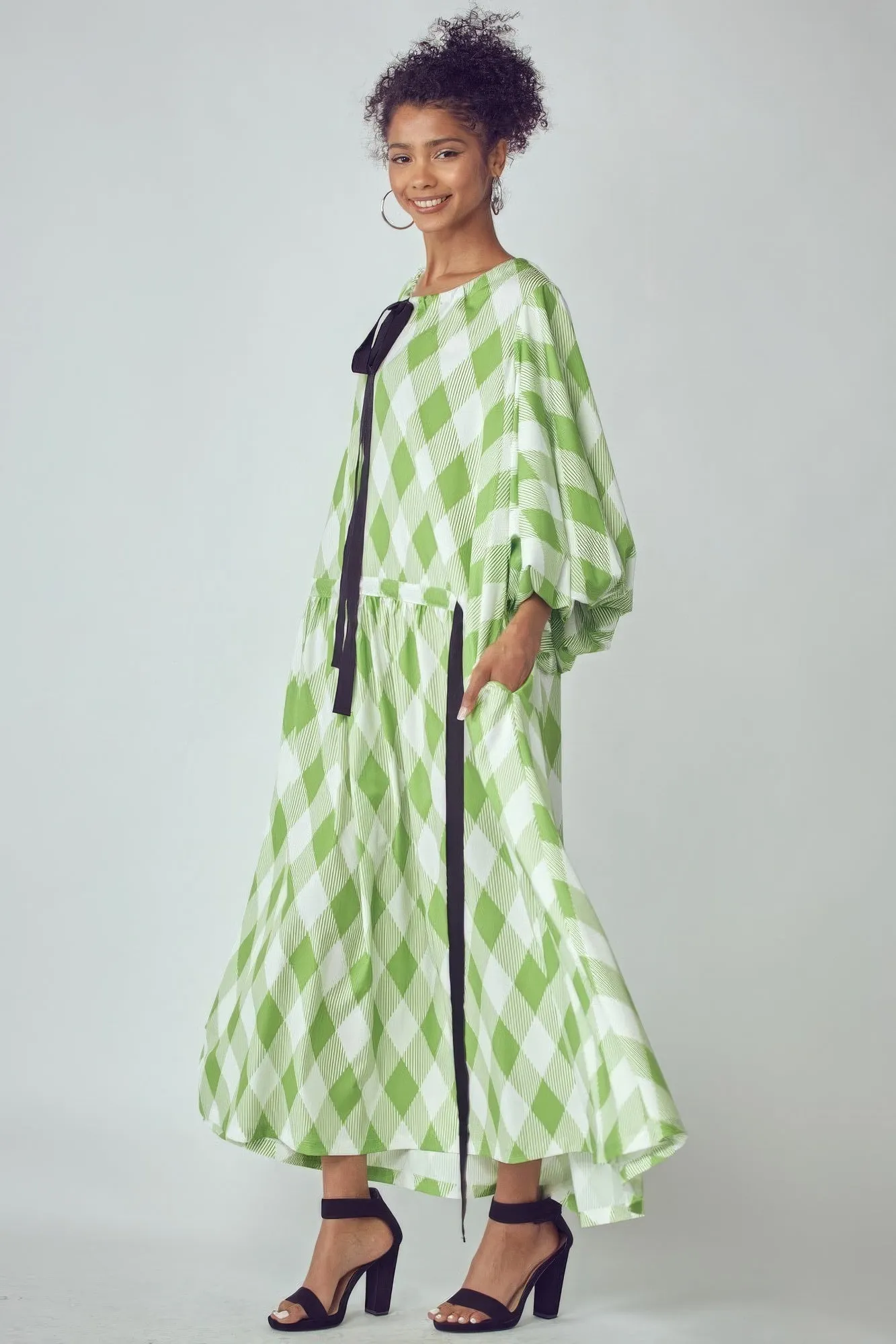 Balloon Sleeves Oversized Pocketed Dress