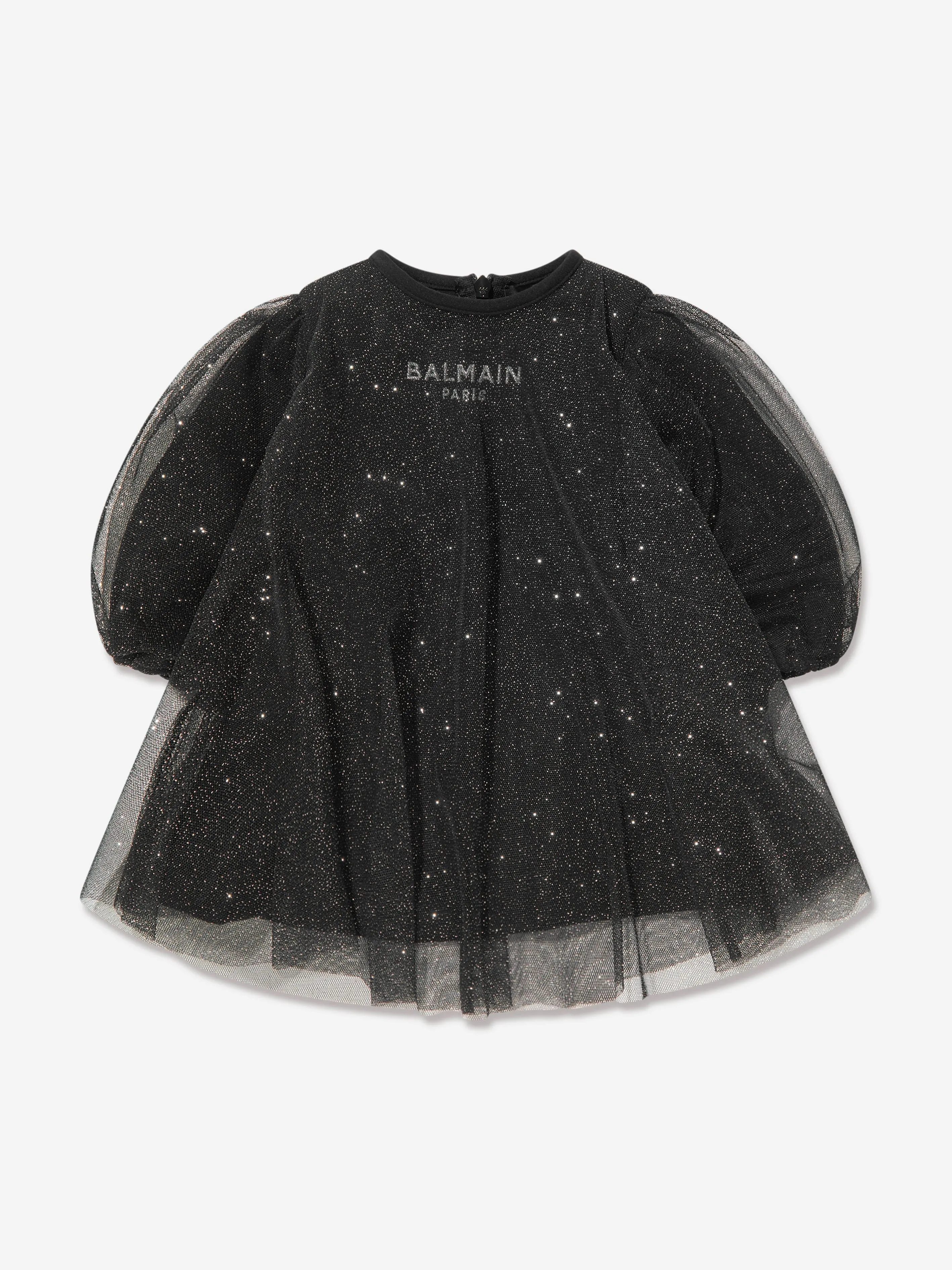 Balmain Baby Girls Tulle Layered Dress in Black