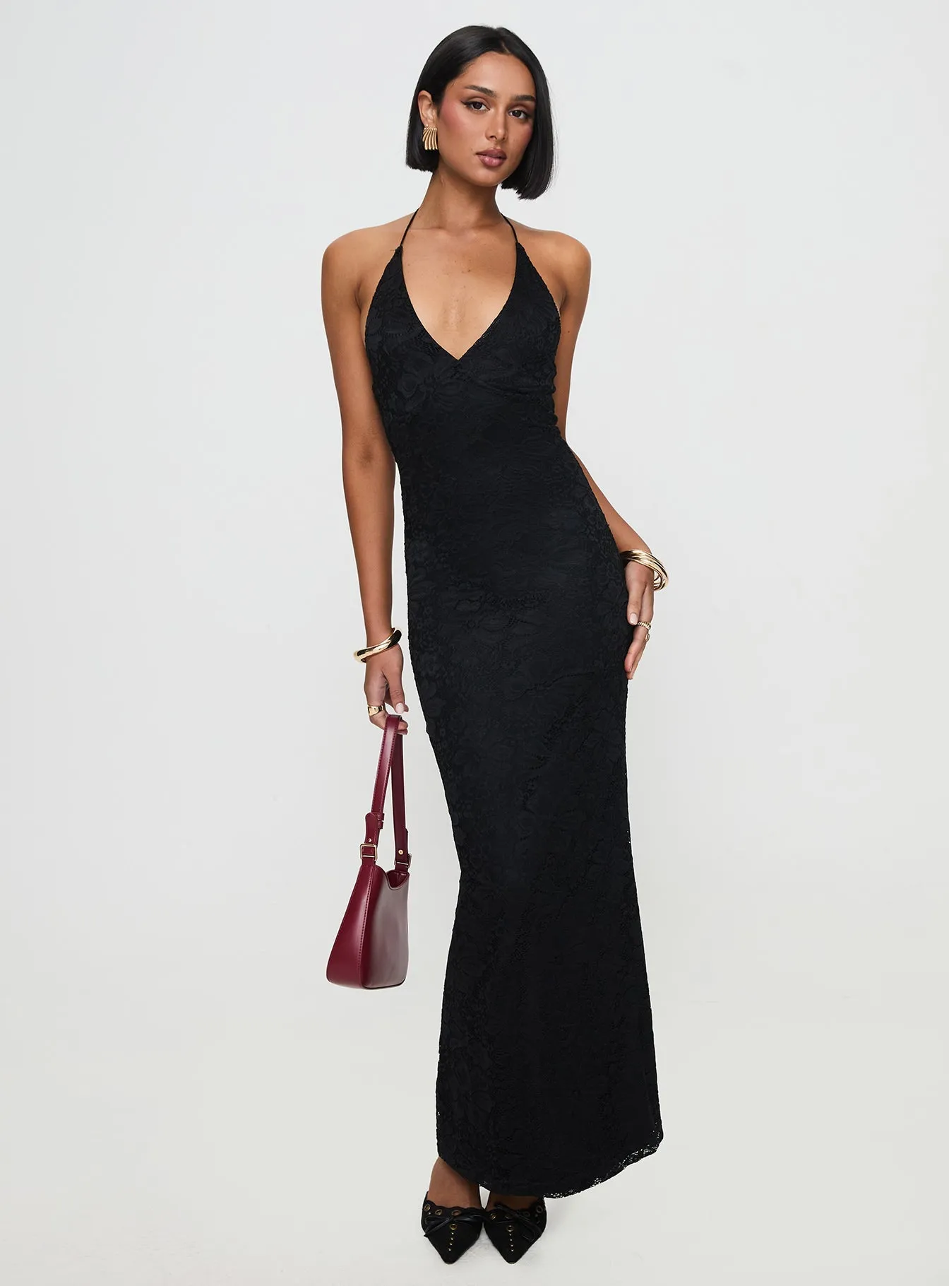 Beautie Halter Maxi Dress Black