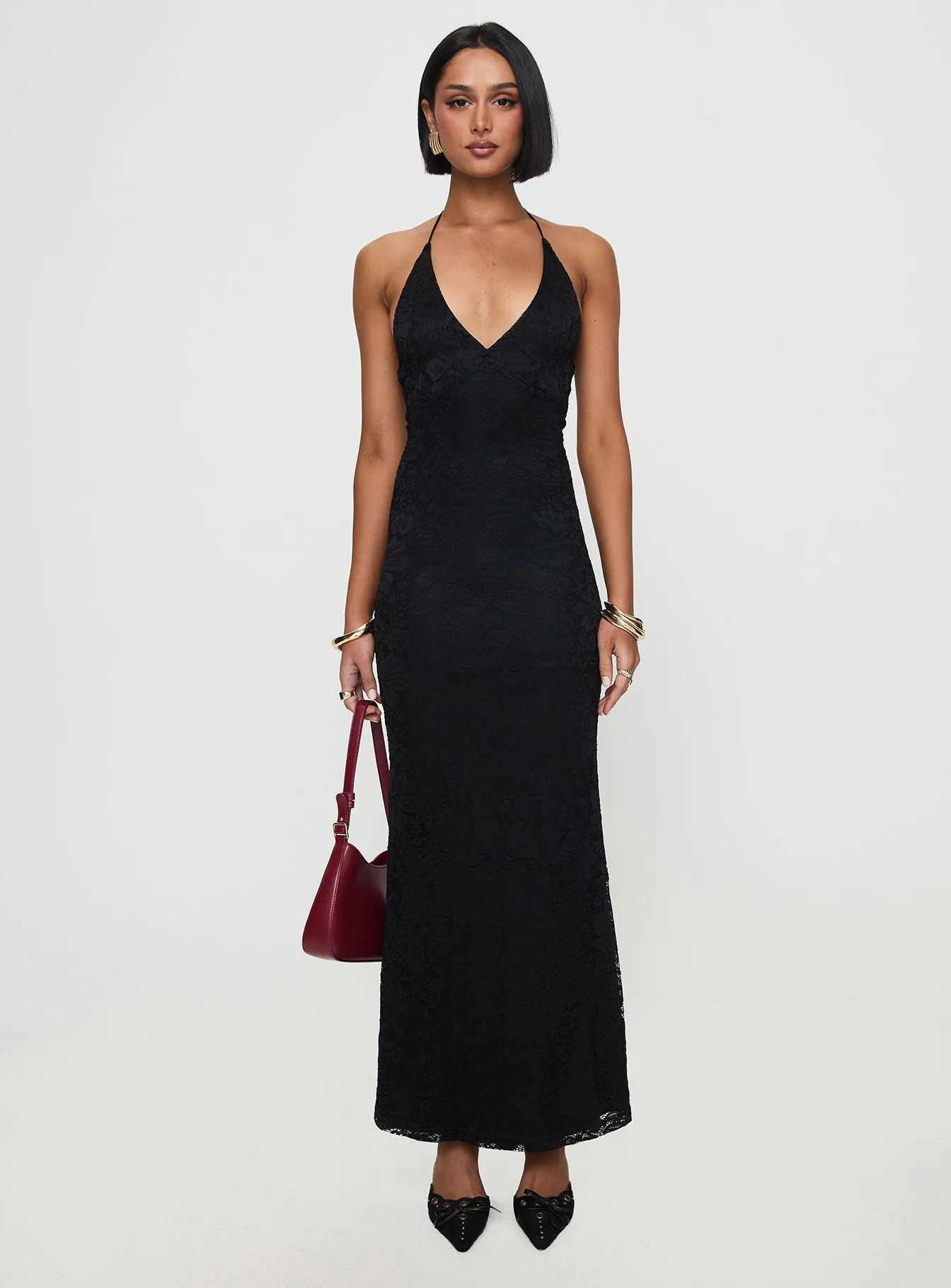 Beautie Halter Maxi Dress Black