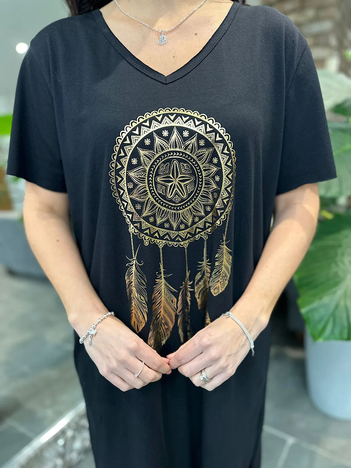 Black Dreamcatcher T-Shirt Dress Helen