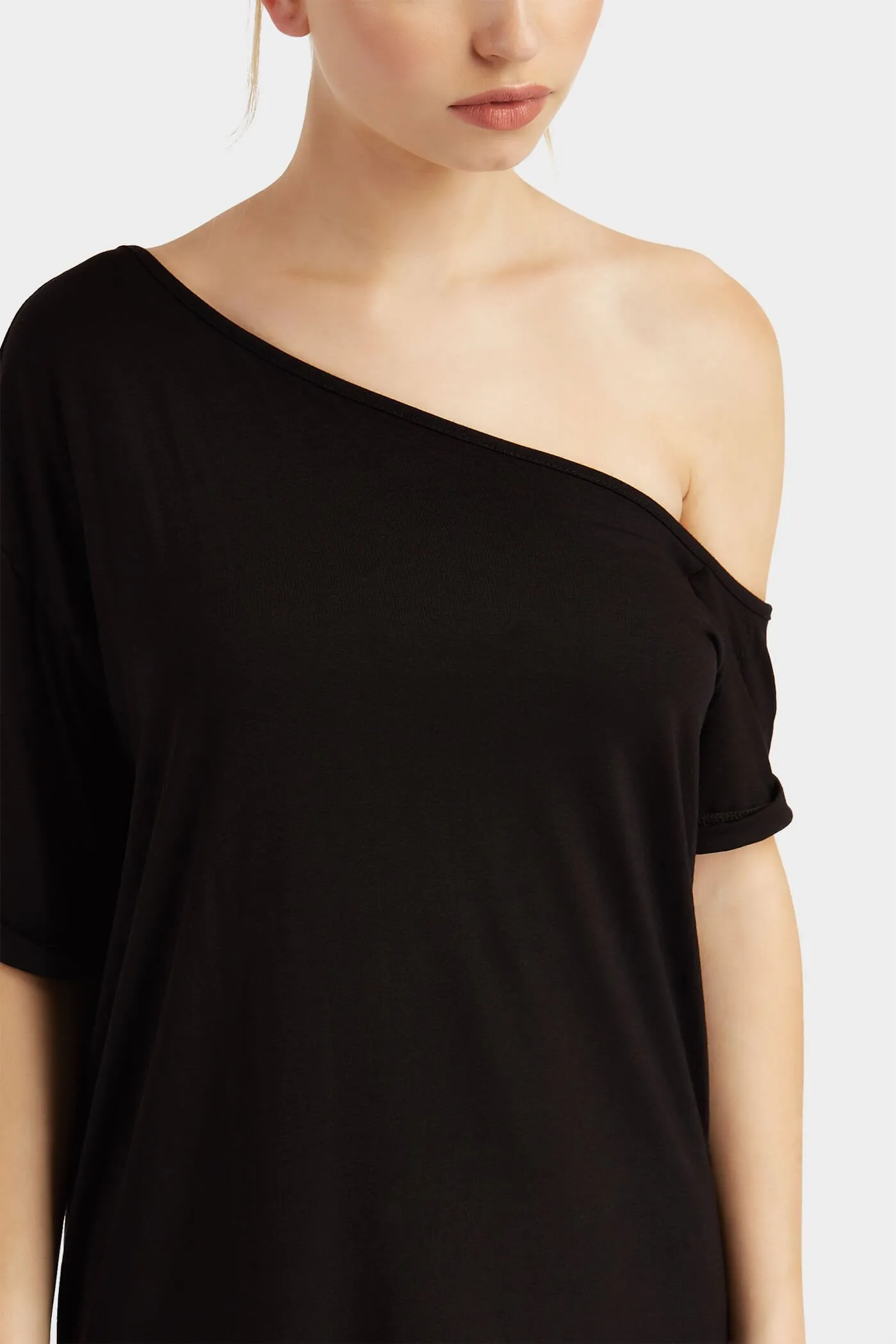 Black Off Shoulder T-Shirt Dress