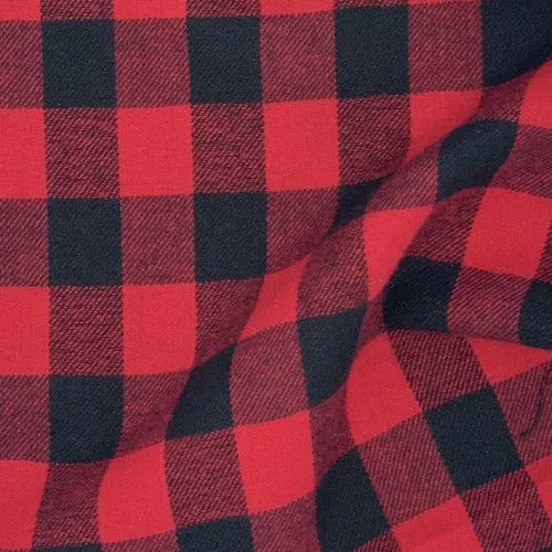 Black/Red | 3/4-Inch Buffalo Check Plaid Flannel Shirting - SKU 3921 #U102