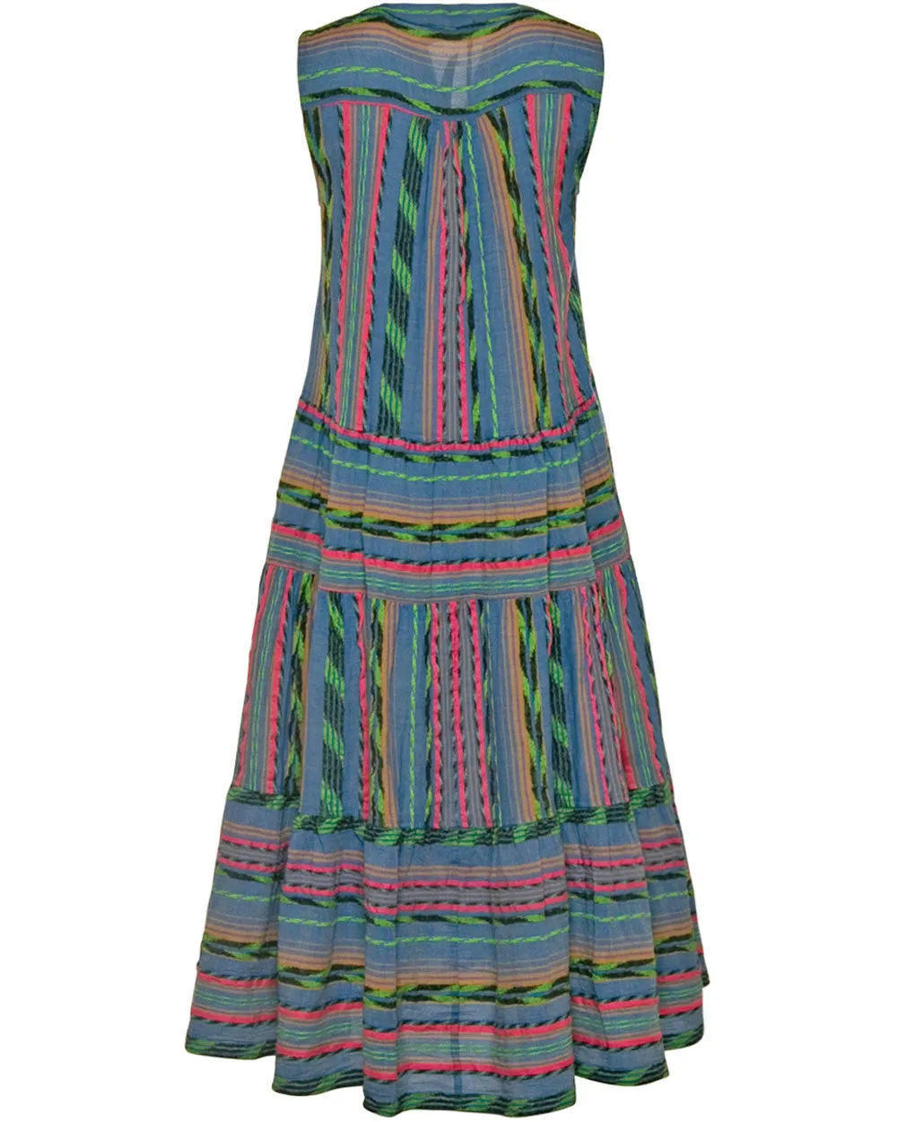 Blue and Pink Stripe Nephritis Midi Dress