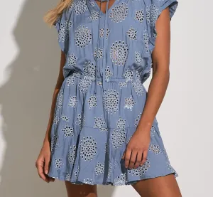 Blue Floral Eyelet Coverup by Elan -SALE