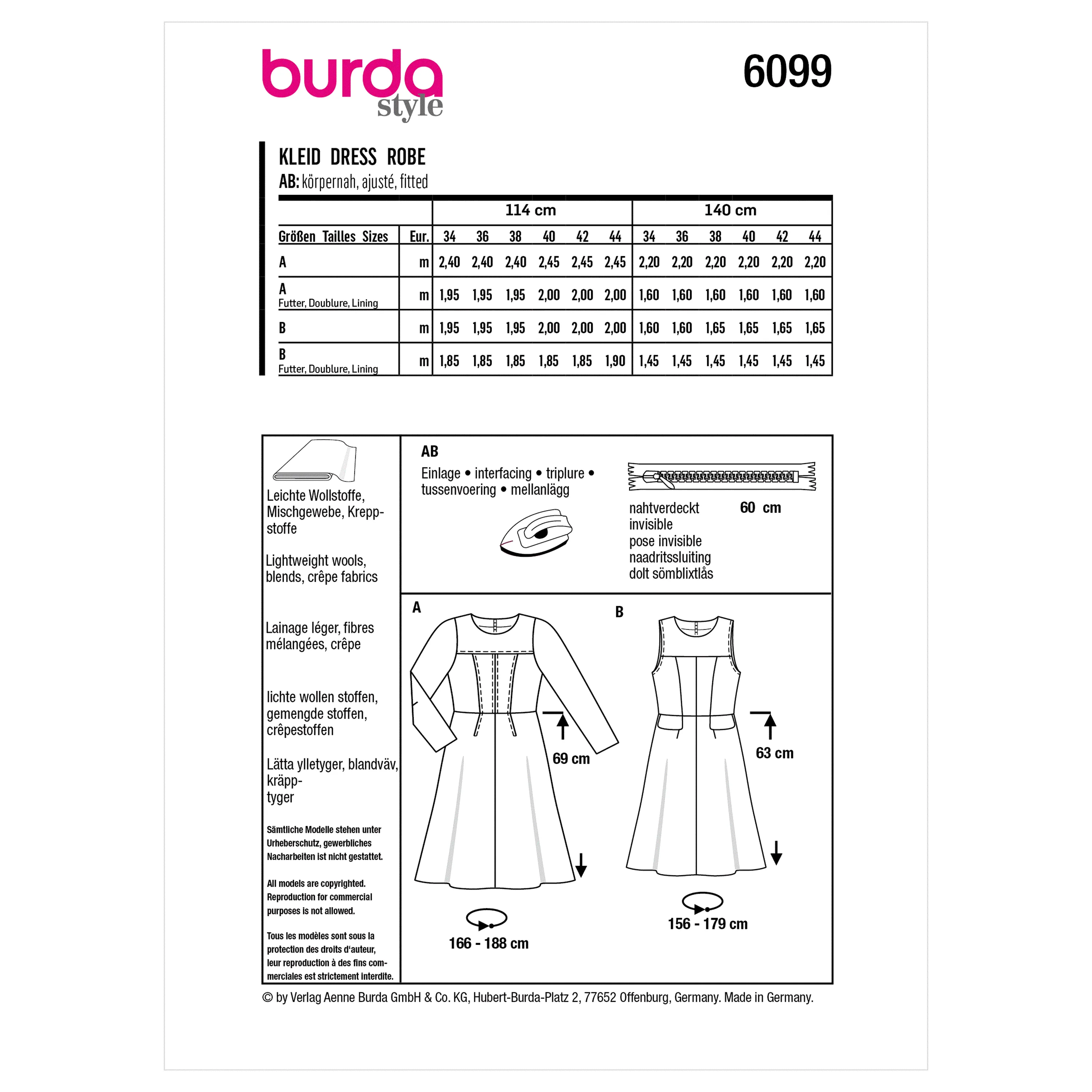 Burda Pattern 6099 Misses' Dress