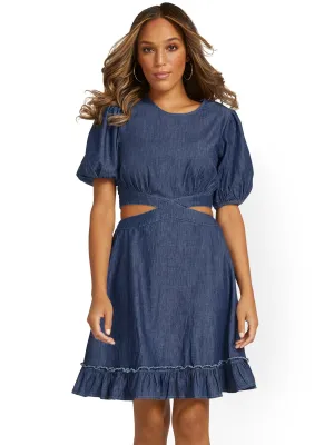 Chambray Cut-Out Dress