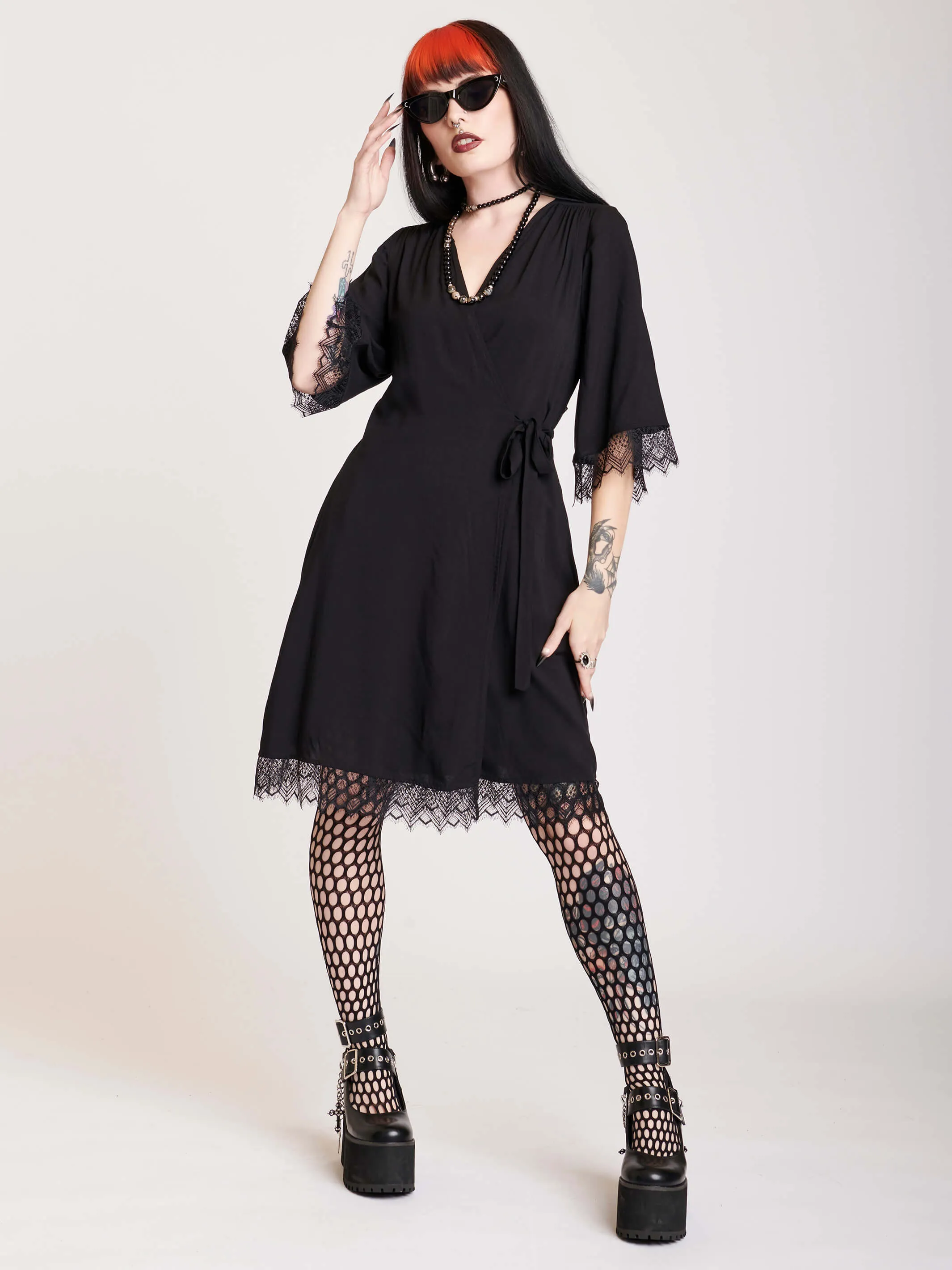 Chantilly Lace Wrap Dress