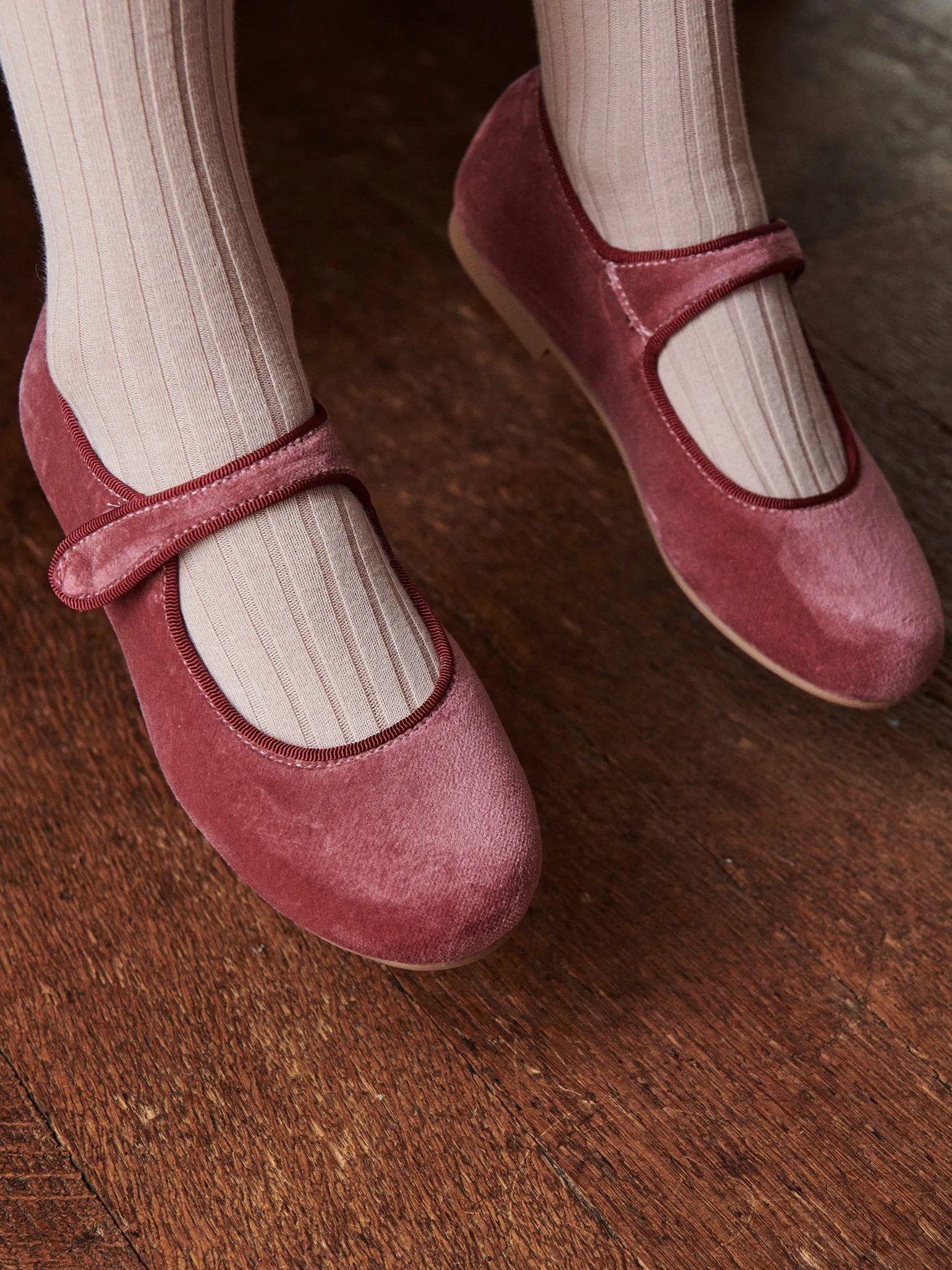 Dusty Pink Velvet Girl Mary Jane Shoes