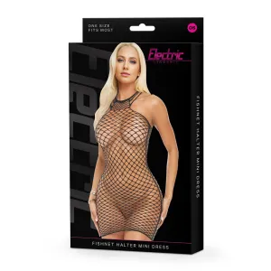 Electric Lingerie Fishnet Halter Mini Dress O/S