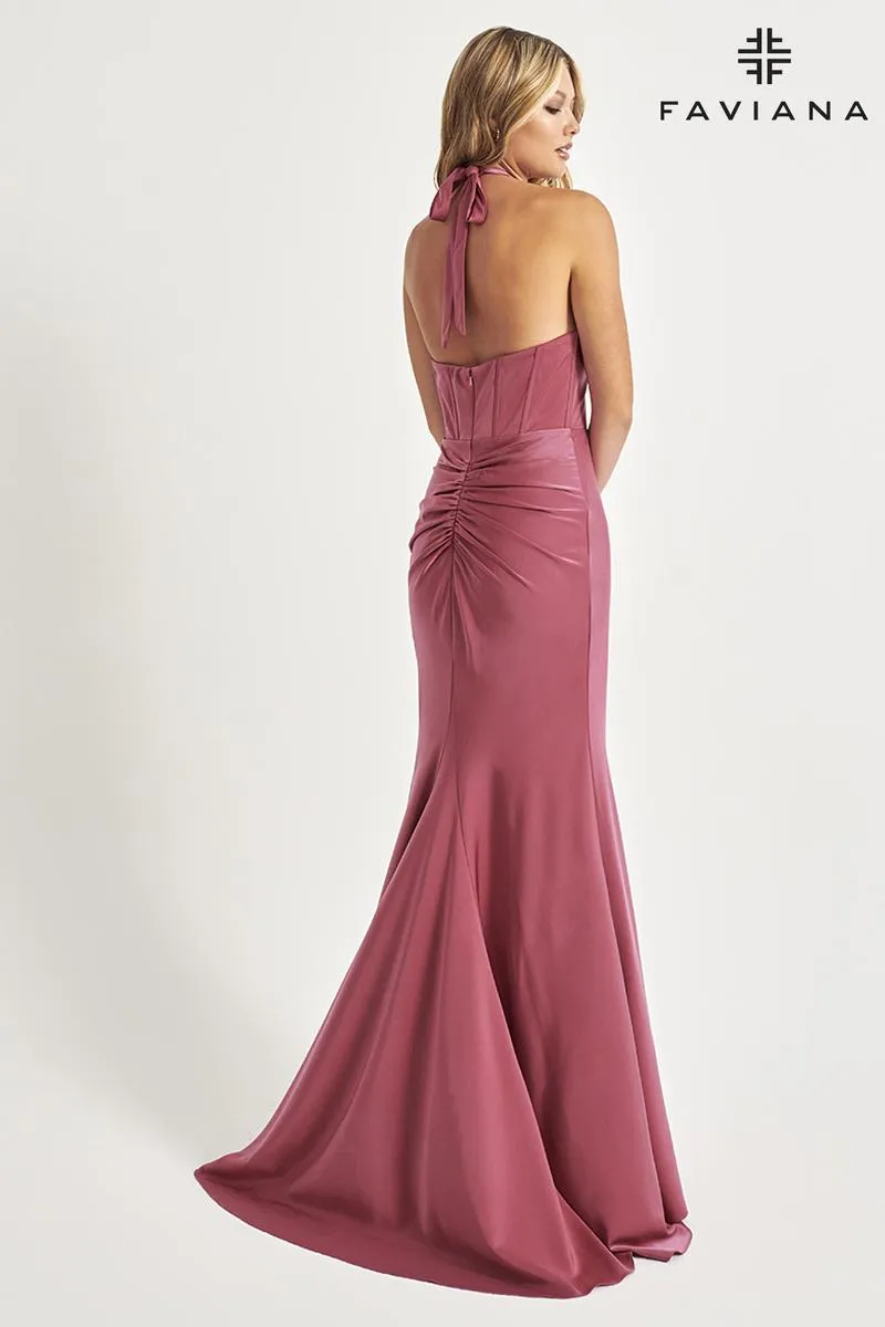 Faviana Halter Corset Long Prom Dress 11065