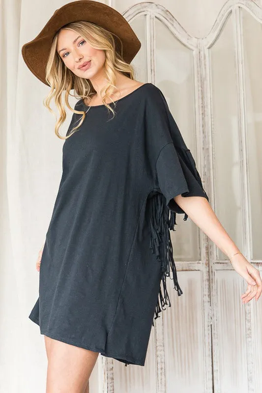 Feeling Fringy T-shirt Mini Dress