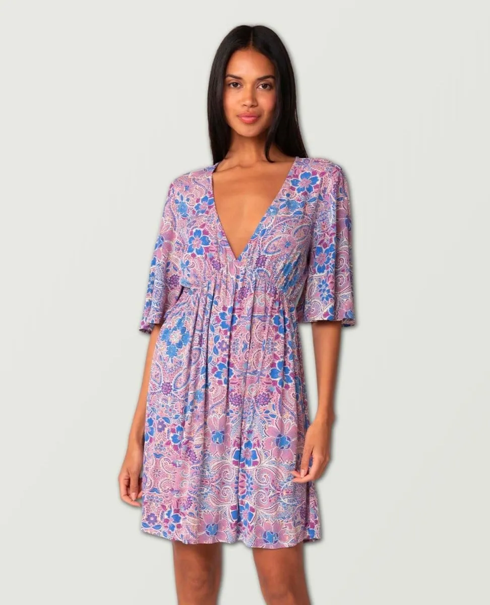 Floral Boho Mini Dress Lavender