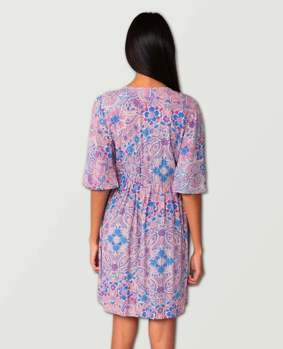 Floral Boho Mini Dress Lavender