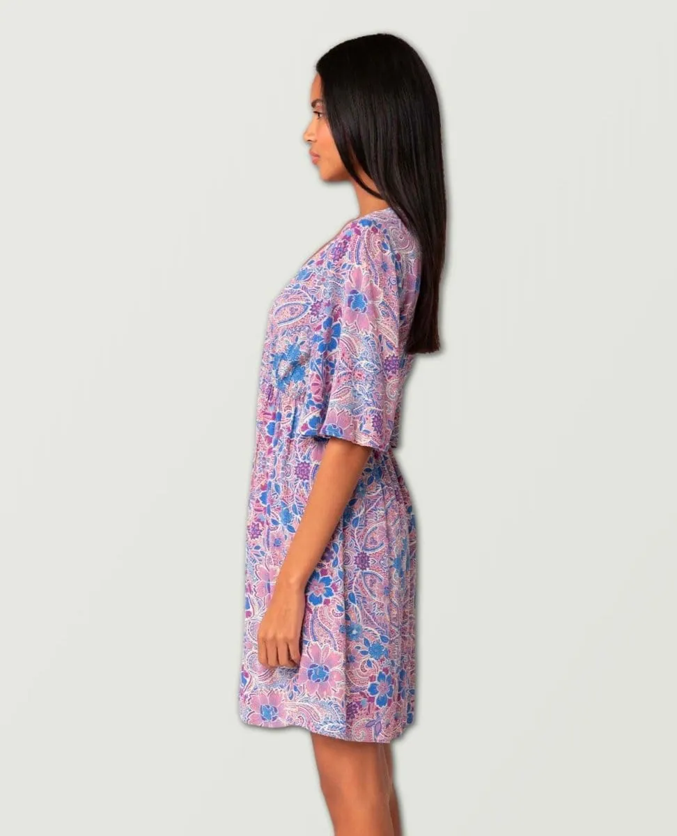 Floral Boho Mini Dress Lavender