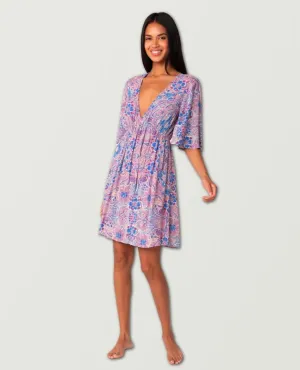 Floral Boho Mini Dress Lavender