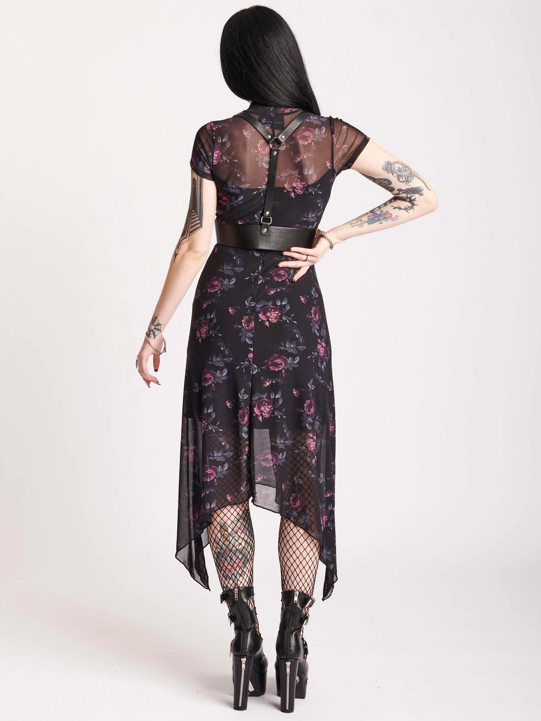 Floral Mesh Midi Dress