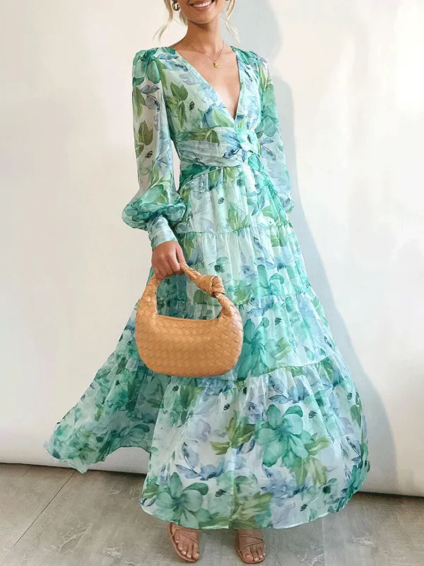 Floral Printed Boho Maxi Dress