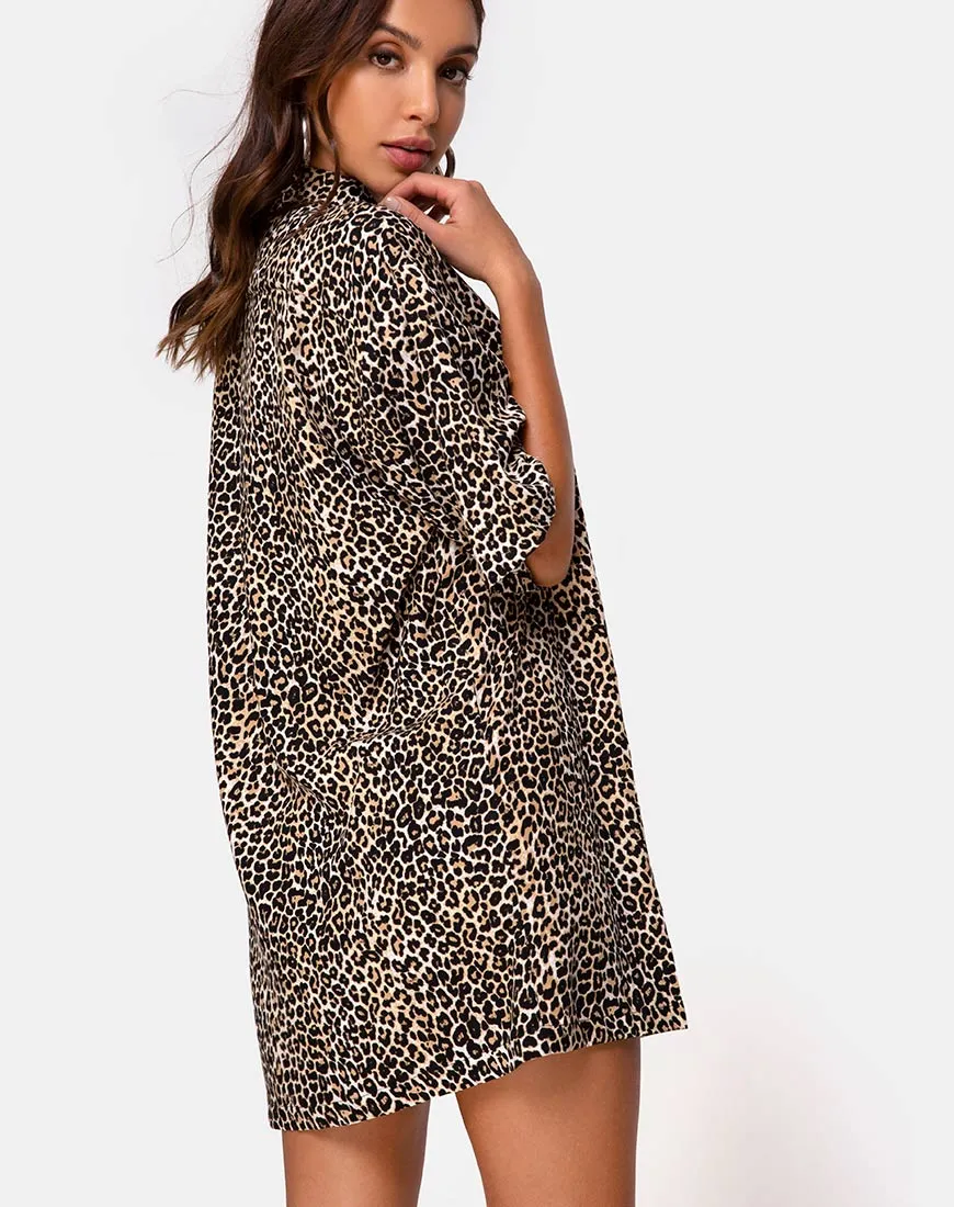 Fresia Mini Dress in Brown Rar Leopard