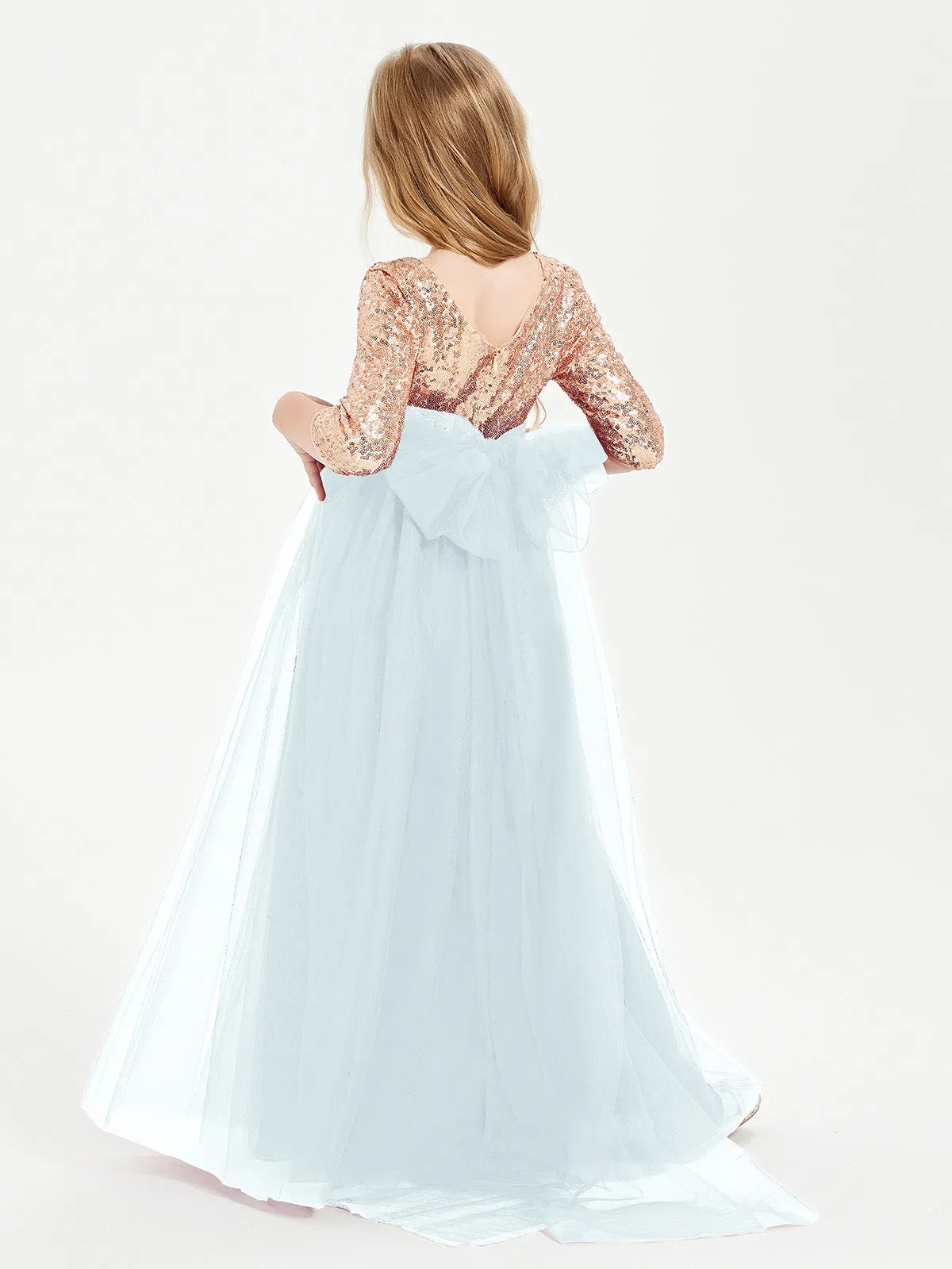 Glamorous Junior Bridesmaid Dresses Sequined Top Mist