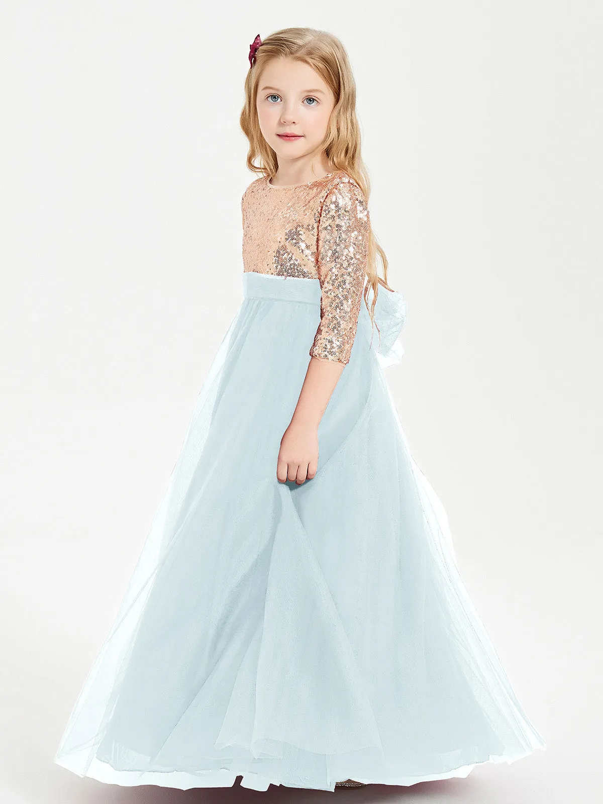 Glamorous Junior Bridesmaid Dresses Sequined Top Mist