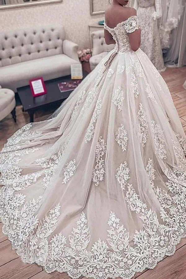 Gorgeous Ball Gown Off-the-Shoulder Lace Wedding Dresses, Bridal Gowns, SW563