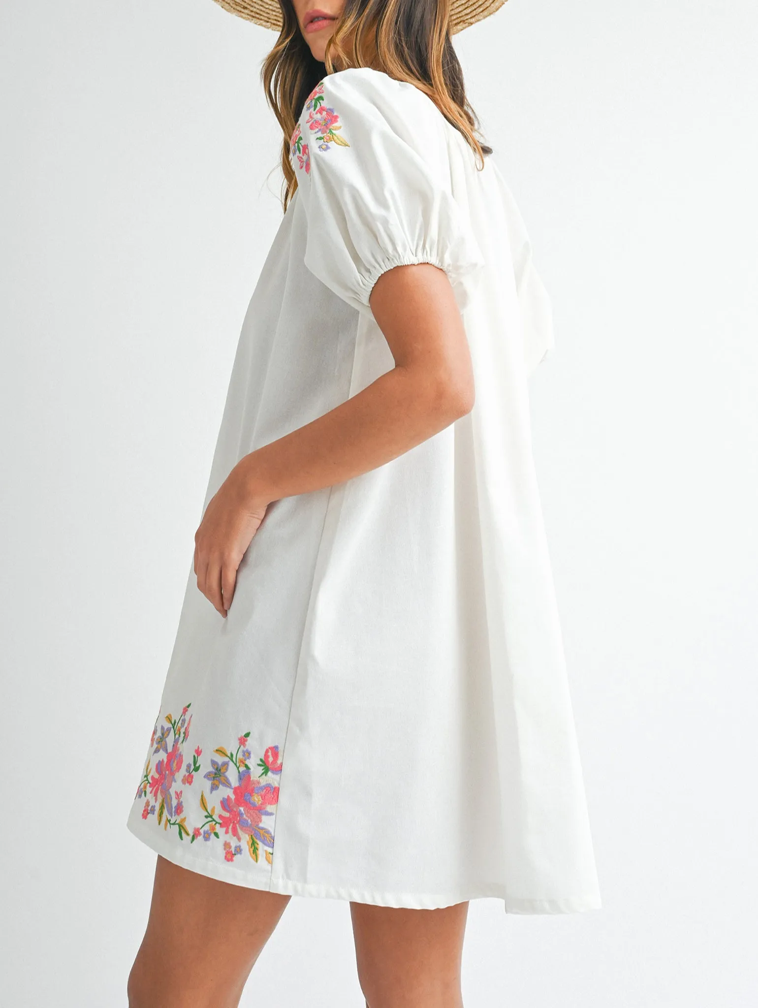 Gretchen Ivory Embroidered Mini Dress