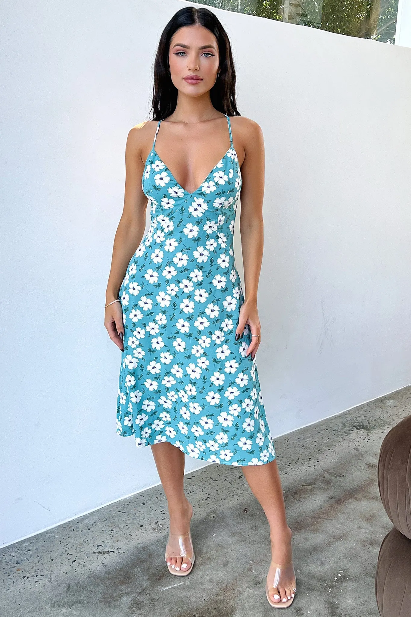 Harmony Midi Dress - Green Floral