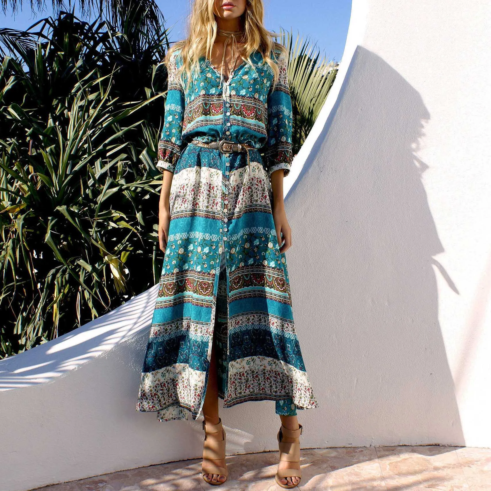 Hippie Gypsy Boho Long Beach Dress Maxi Cover Ups Beachwear