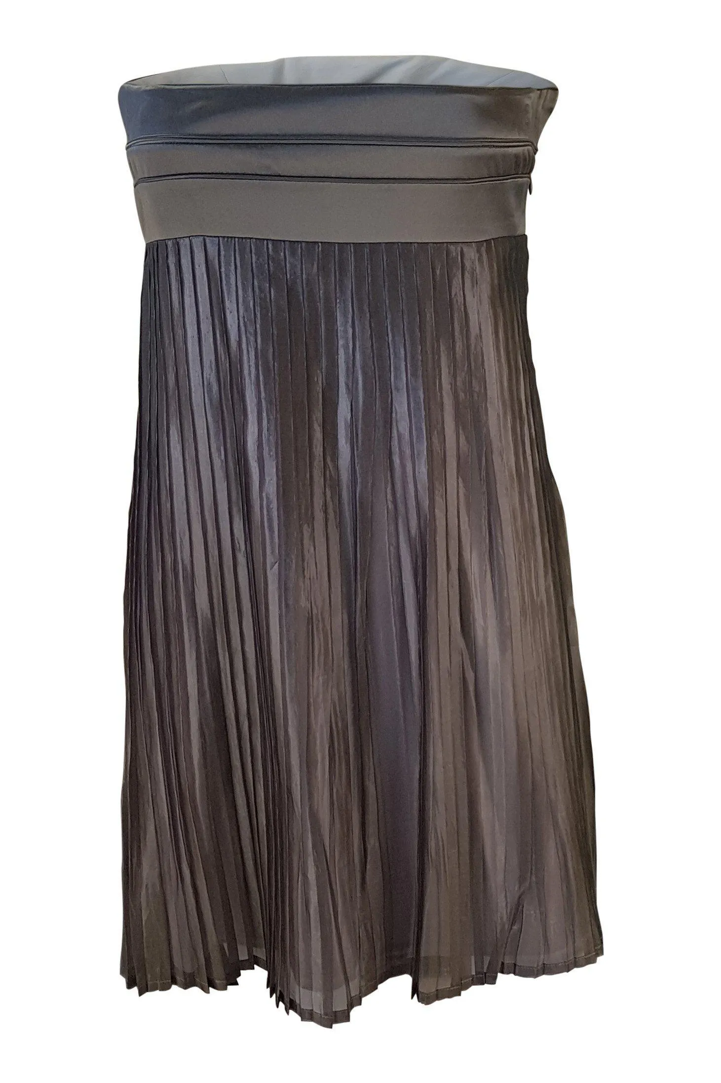 JASMINE DI MILO Brown Silk Pleated Taupe Bustier Mini Dress (UK 8)