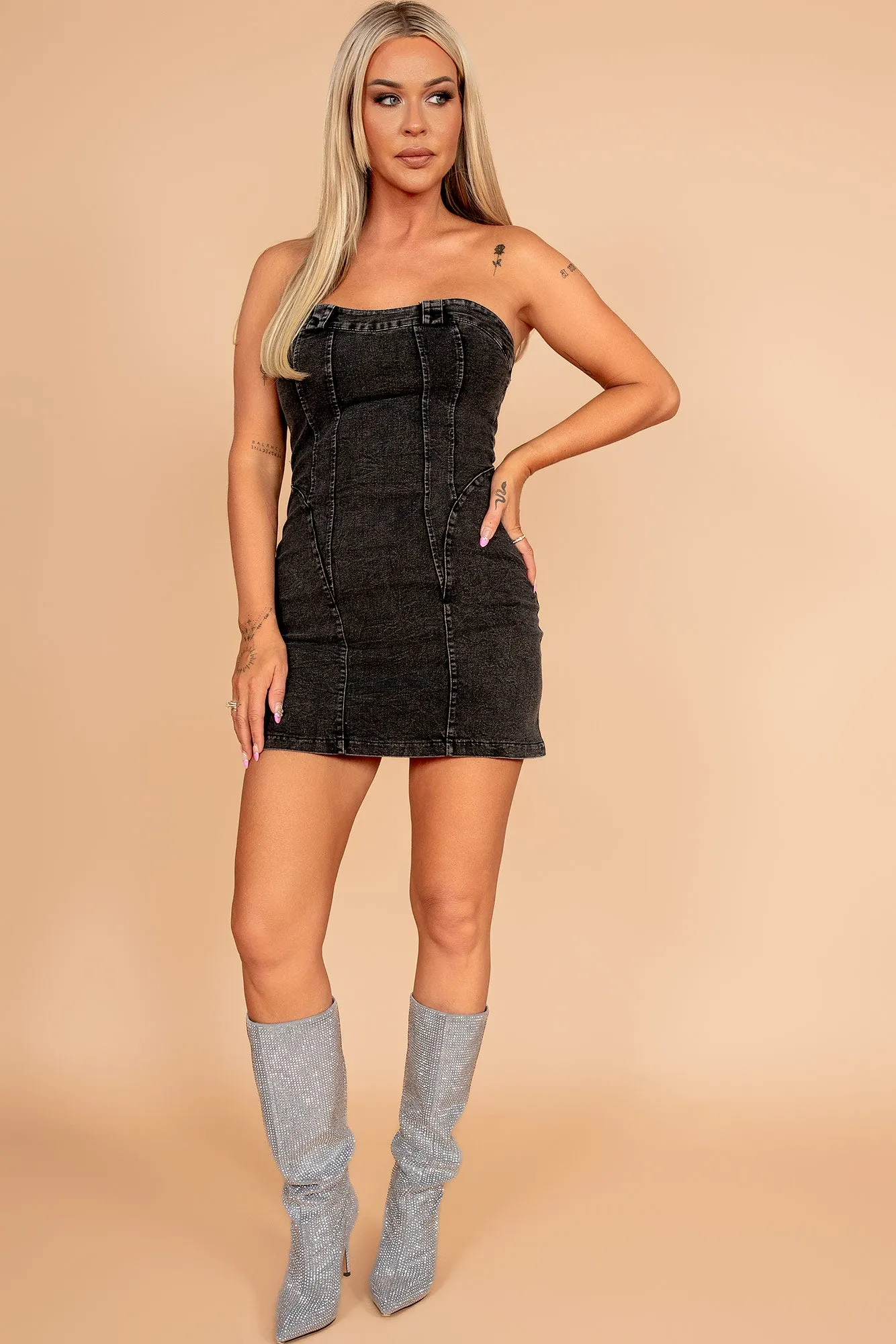 Jayla Black Bandeau Denim Dress