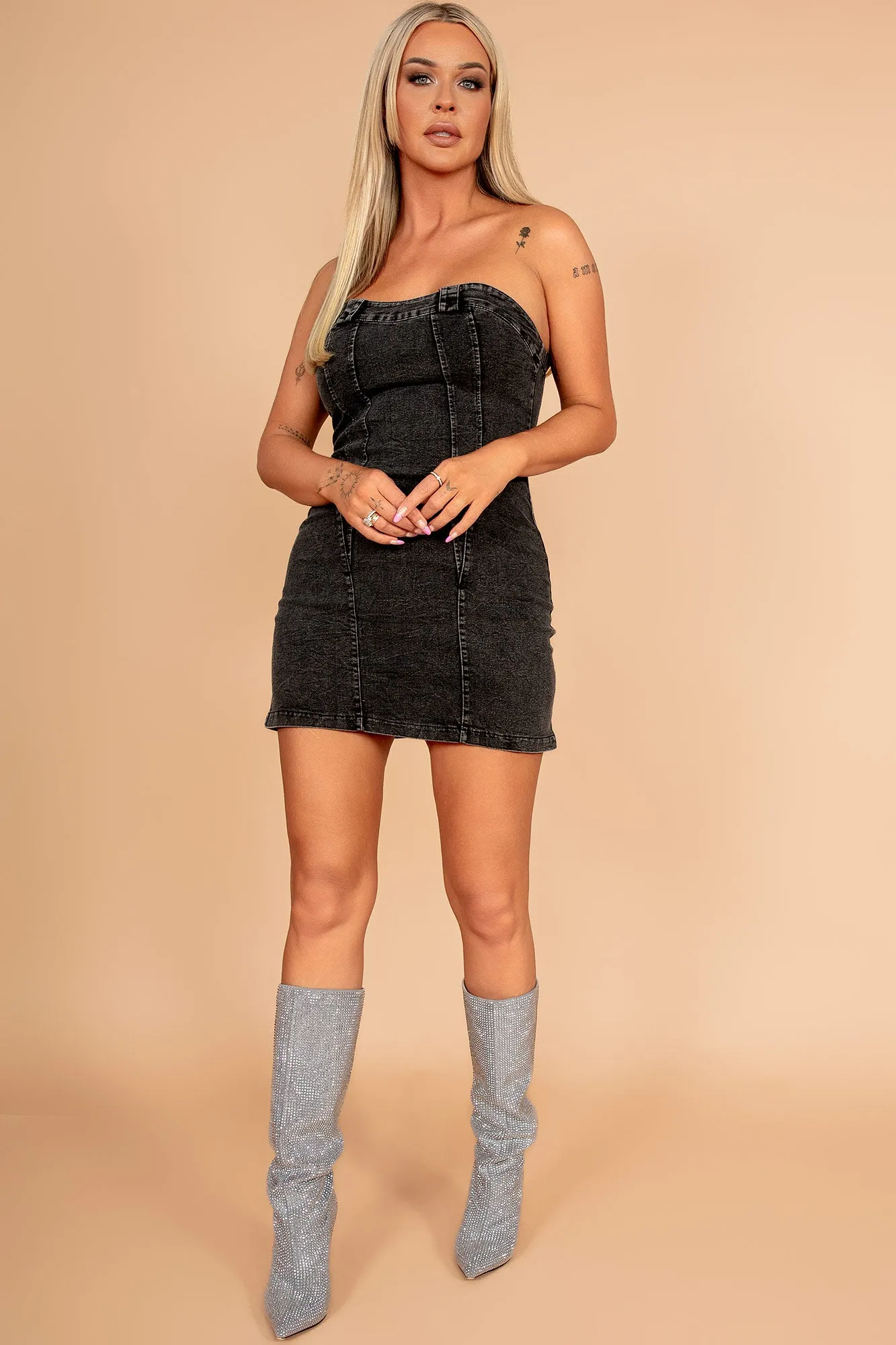 Jayla Black Bandeau Denim Dress