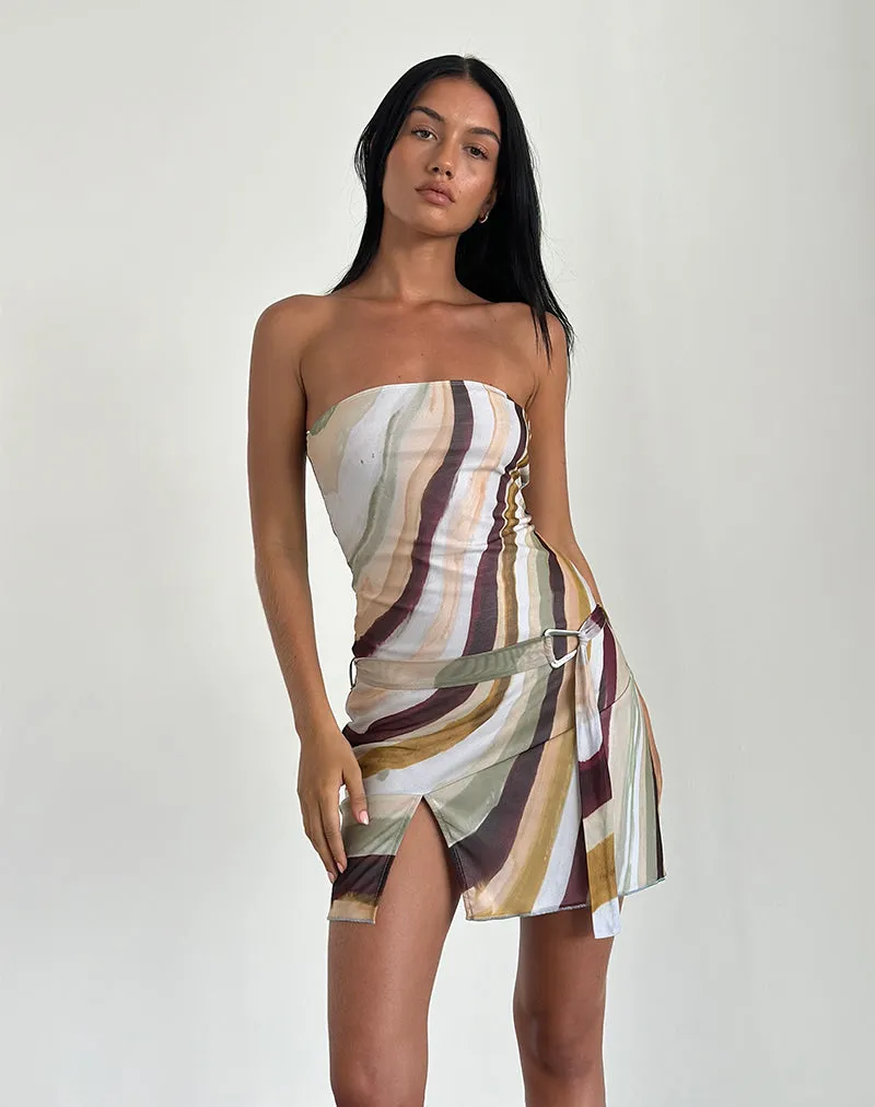 Kevsra Bandeau Mini Dress in Mesh Wiggle Sunset