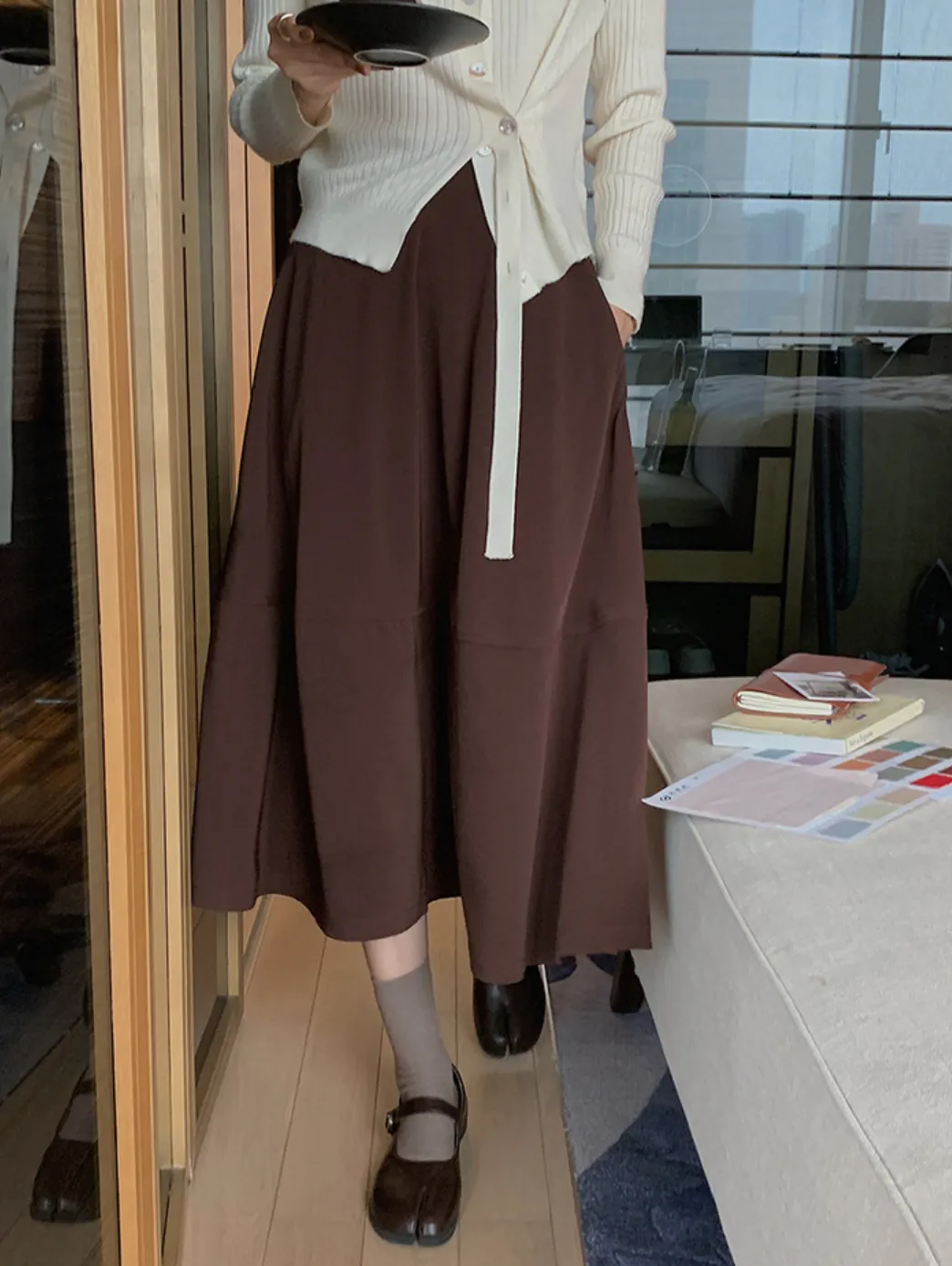 [Korean Style] 6 Color Minimalistic Versatile A-line Long Skirt