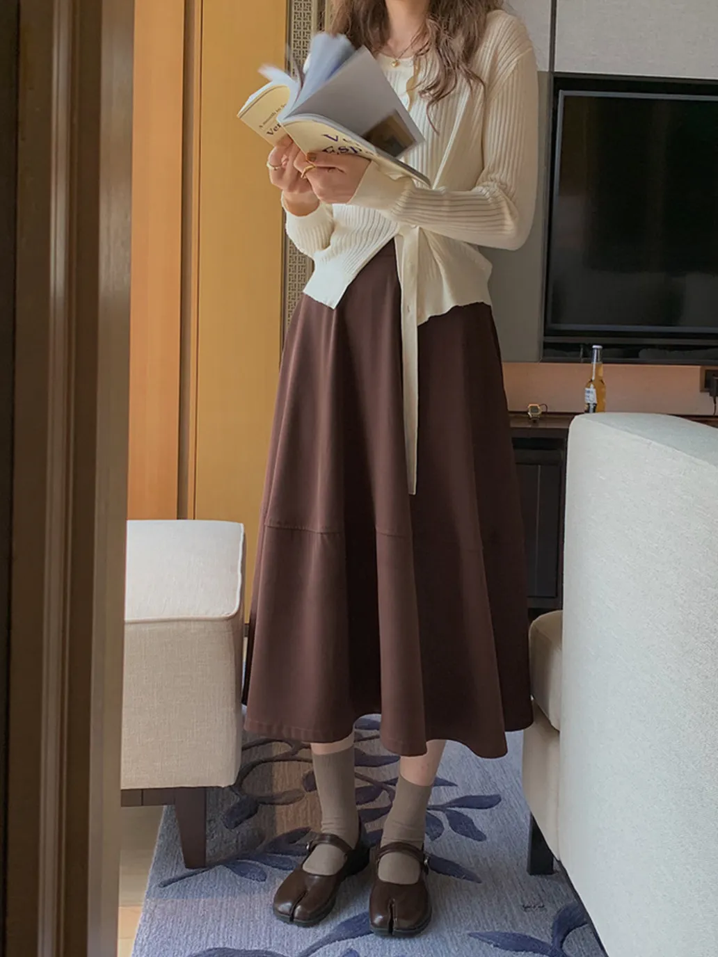 [Korean Style] 6 Color Minimalistic Versatile A-line Long Skirt