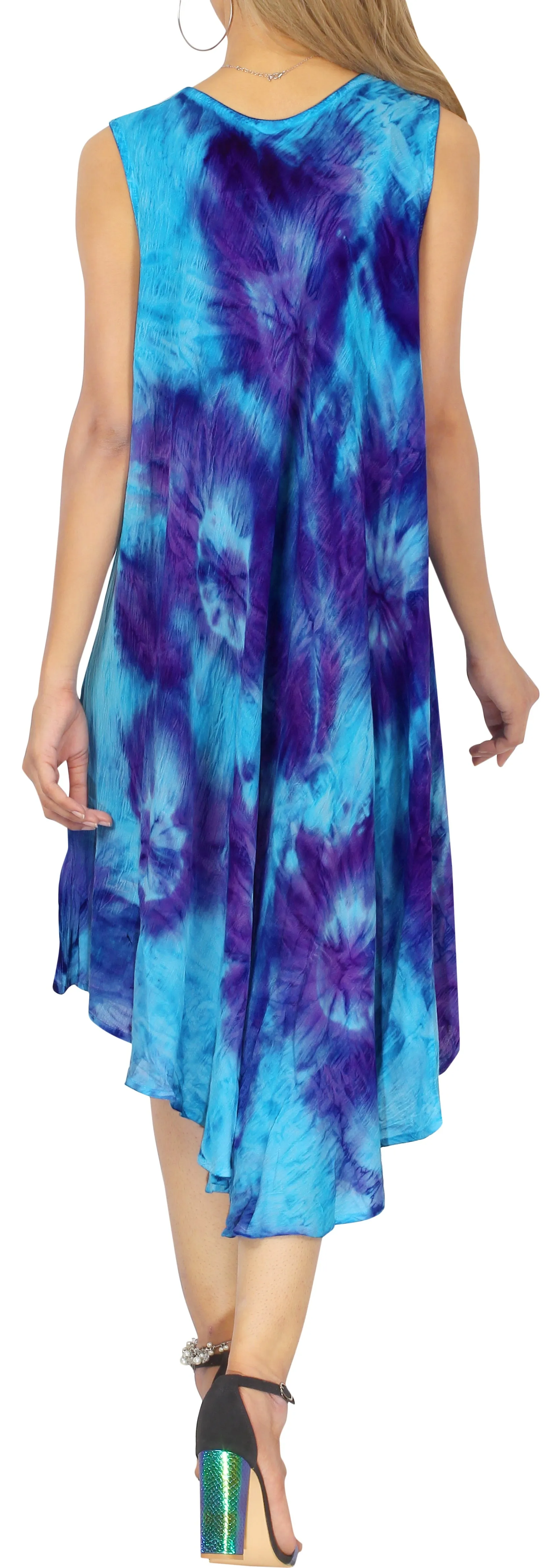 LA LEELA Womens Beach Dress Hawaiian Camp Party Loungewear US 14-20W Violet_Q155