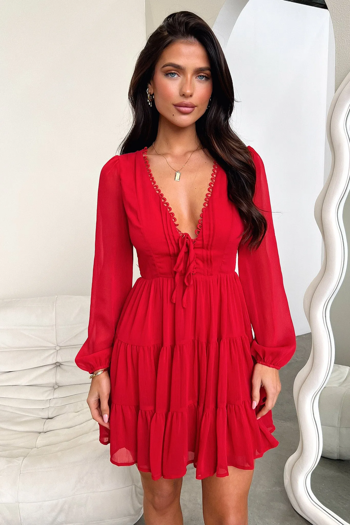 Lexie Long Sleeve Dress - Red