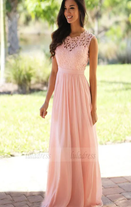 Long Bridesmaid Dress, Sleeveless Bridesmaid Dress, Lace Bridesmaid Dress