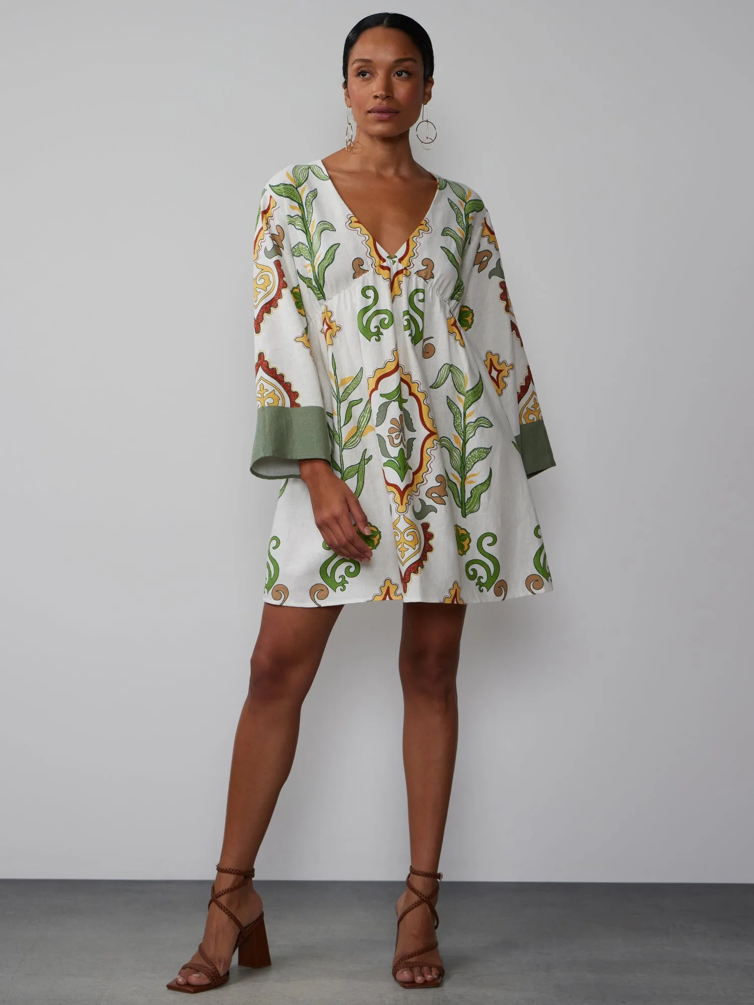 Long Sleeve Medallion Print Dress