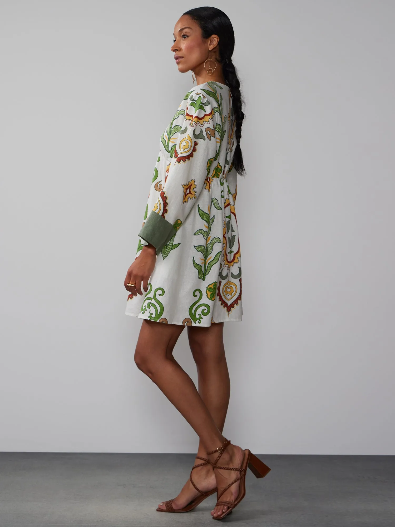 Long Sleeve Medallion Print Dress