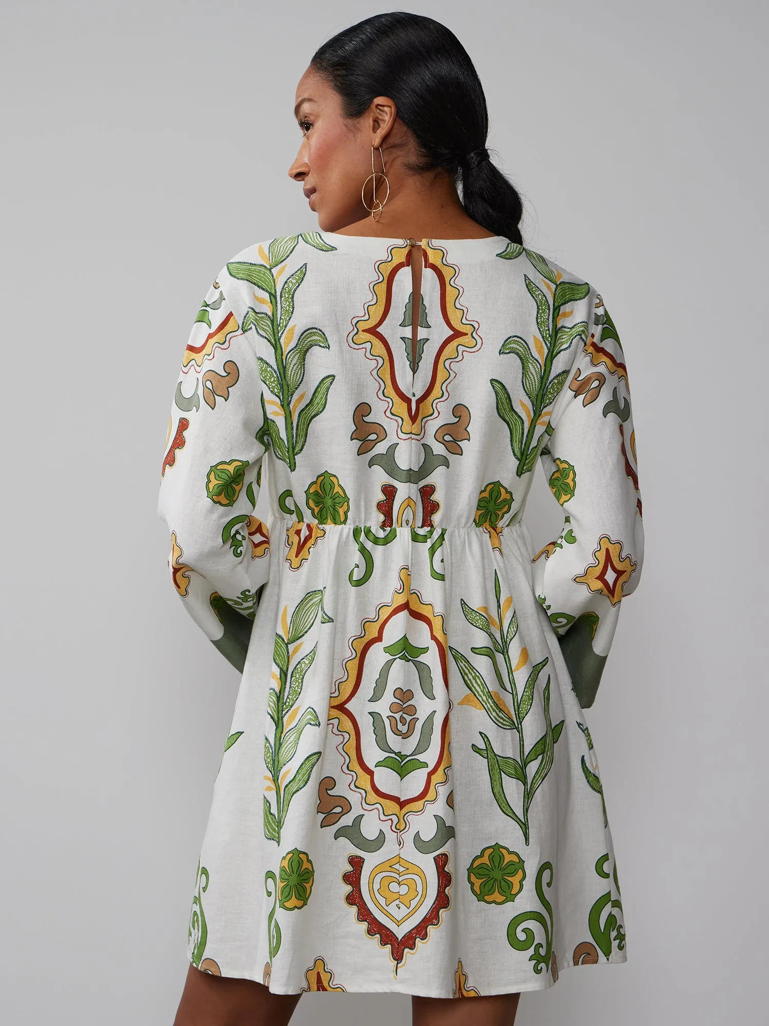 Long Sleeve Medallion Print Dress